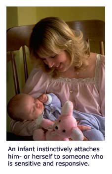 Attachment theory - mom holding sleeping child