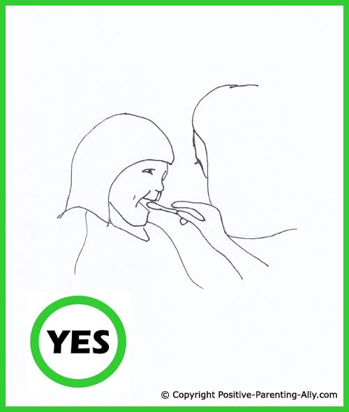 Funny tips for parents. Brushing Toddler's Teeth. Cute hand drawing of little girl having her teeth brushed by her mom
