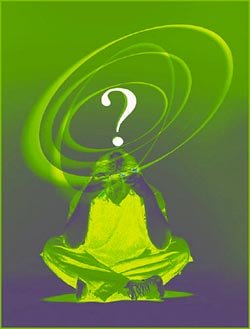 Green picture with a confused looking man with a question mark hovering above his head.