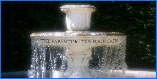 Positive Parenting Article: high-level and handy parenting tips and parenting advice. Picture of a white fountain.