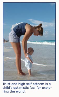 Building high self esteem - beautiful photo of mom and baby on the beach