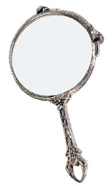 Photo of hand held mirror in sliver.